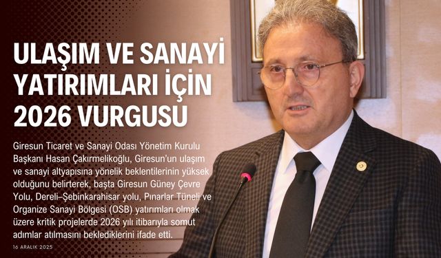 Çakırmelikoğlu, Giresun 2026 Yılında Ulaşım Ve Sanayi Açısından Bir Dönüm Noktası Olmalı