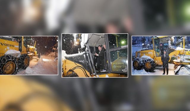 Giresun Belediyesi Karla Mücadelede Gece Boyunca Sahadaydı
