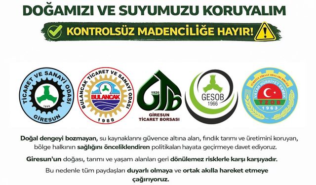 Giresun’da Kurumsal STK’lardan Vahşi Madencilik Uyarısı, Ortak Akıl Çağrısı