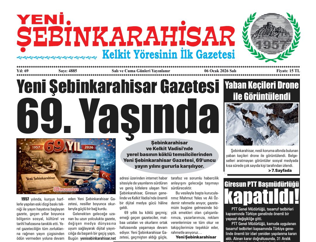 Yenişebinkarahisar 69 Yaşında